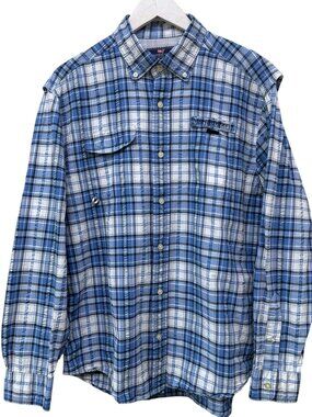 Vineyard Vines Mens Harbor Shirt Medium Blue Plaid Button Up Performance Preppy